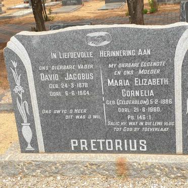 PRETORIUS David Jacobus 1878-1964 &amp; Maria Elizabeth Cornelia GELDERBLOM 1886-1960