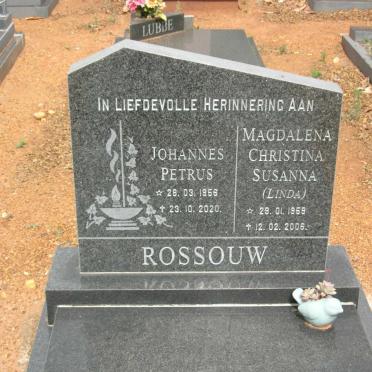 ROSSOUW Johannes Petrus 1956-2020 &amp; Magdalena Christina Susanna 1959-2006