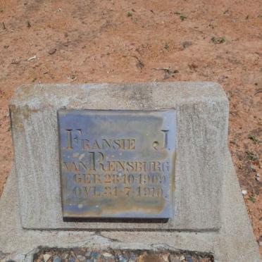 RENSBURG Fransie J., van 1909-1910