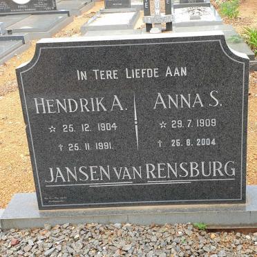 RENSBURG Hendrik A., Jansen van 1904-1991 &amp; Anna S. 1909-2004