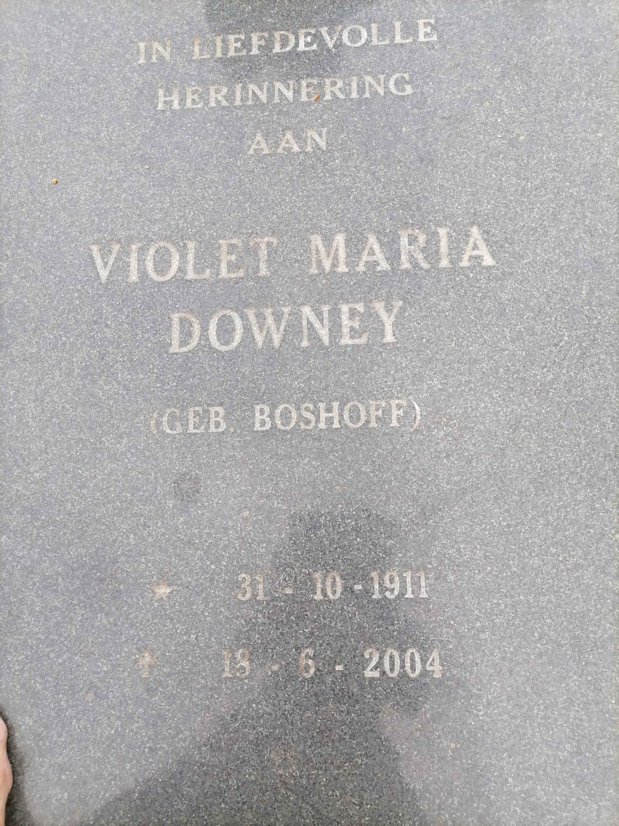 ROOS Violet Maria Downey nee BOSHOFF 1911-2004