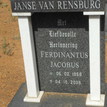 RENSBURG Ferdinantus Jacobus, Janse van 1958-2009