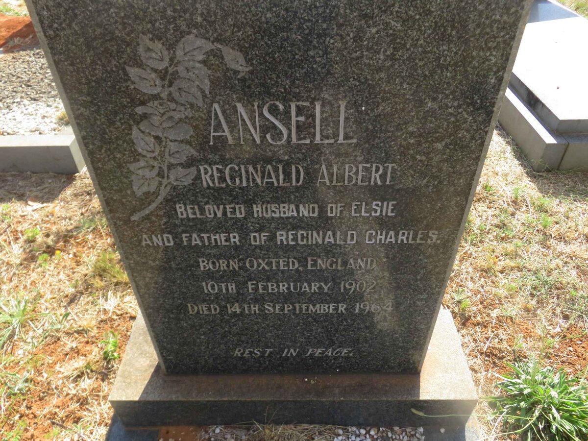 ANSELL Reginald Albert 1902-1964 &amp; Elise Florence ADKINS 1899-1989