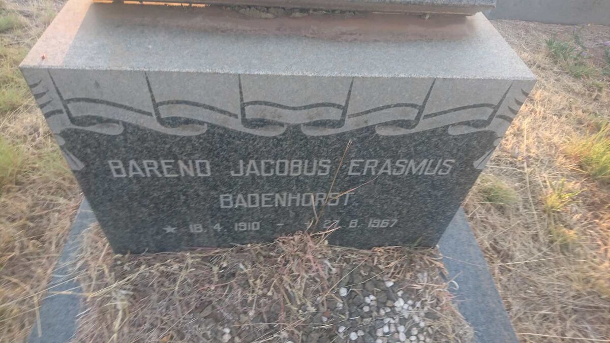 BADENHORST Barend Jacobus Erasmus 1910-1967