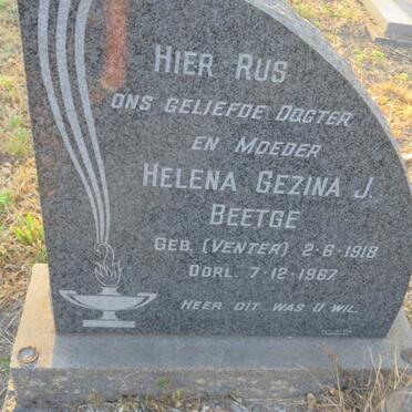 BEETGE Helena Gezina J. nee VENTER 1918-1967