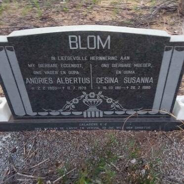 BLOM Andries Albertus 1903-1979 &amp; Gesina Susanna 1911-1980