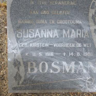 BOSMAN Susanna Maria voorheen DE WET nee KIRSTEIN 1916-1986