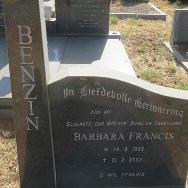 BENZIN Barbara Francis 1932-2002