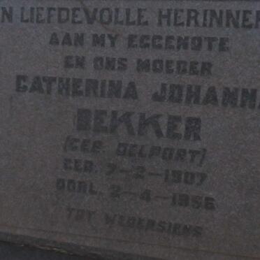 BEKKER Catherina Johanna nee DELPORT 1907-1956