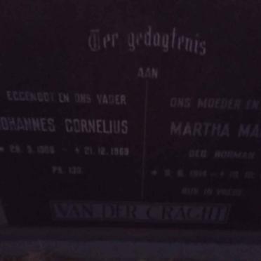 CRAGHT Johannes Cornelius, van der 190?-1969 &amp; Martha Maria BORMAN 1914-19??