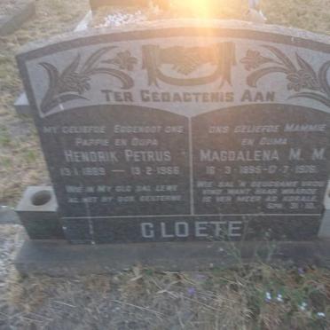 CLOETE Hendrik Petrus 1899-1966 &amp; Magdalena M.M. 1895-1976