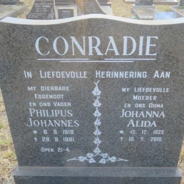 CONRADIE Philipus Johannes 1919-1981 &amp; Johanna Alida 1925-2010