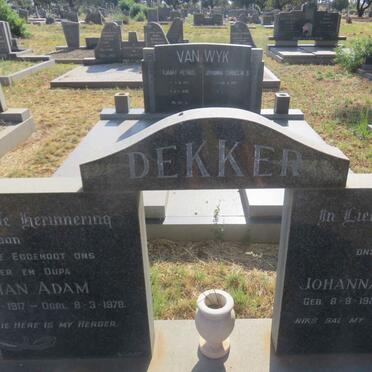DEKKER Johan Adam 1917-1978 &amp; Johanna Magdalena 1922-20??