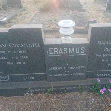 ERASMUS Abraham Christoffel 1874-1966 &amp; Maria Magdalena Petronella nee KRUGER 1888-1965