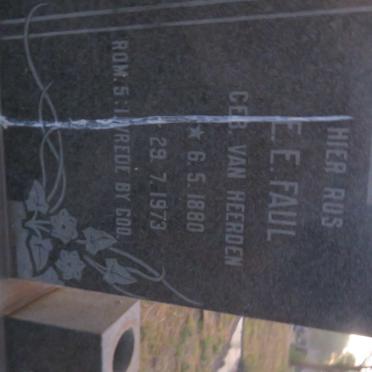 FAUL John Richard 1880-1955 &amp; E.E. VAN HEERDEN 1880-1973