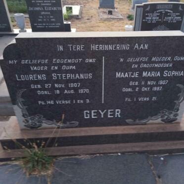 GEYER Lourens Stephanus 1907-1970 &amp; Maatje Maria Sophia 1907-1997