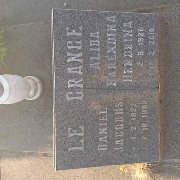 GRANGE Daniel Jacobus, le 1922-1982 &amp; Alida Barendina Hendrina 1926-2010