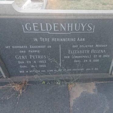 GELDENHUYS Gert Petrus 1903-1966 &amp; Elizabeth Helena SWANEPOEL 1905-1990