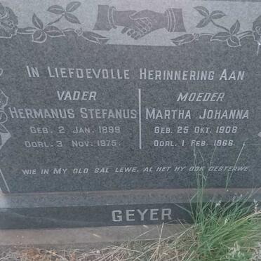 GEYER Hermanus Stefanus 1899-1975 &amp; Martha Johanna 1908-1966