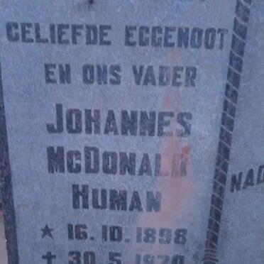 HUMAN Johannes McDonald 1898-1970