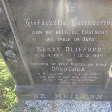 MEILLON Henry Clifford, de 1917-1984 &amp; Dorothea 1925-2002