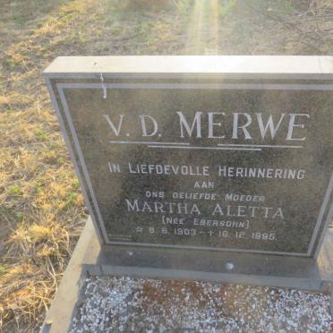 MERWE Martha Aletta nee EBERSOHN 1903-1995