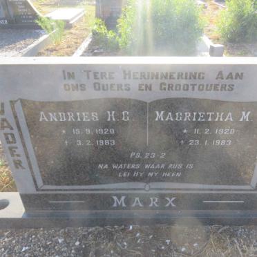 MARX Andries H.C. 1920-1983 &amp; Magrietha M.J. 1920-1983