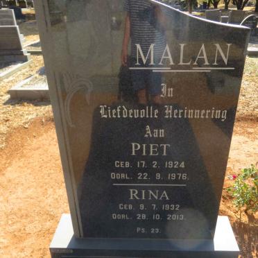 MALAN Piet 1924-1976 &amp; Rina 1932-2013