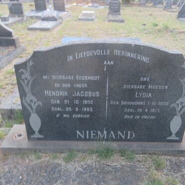 NIEMAND Hendrik Jacobus 1902-1963 &amp; Lydia VERDOORN 1908-1971