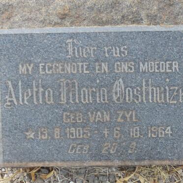 OOSTHUIZEN Aletta Maria nee VAN ZYL 1905-1964