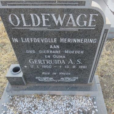 OLDEWAGE Gertruida A.S. 1900-1981