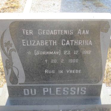 PLESSIS Elizabeth Cathrina, du nee BORNMAN 1912-1988