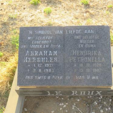 ROUX Abraham Hercules, le 1921-1983 &amp; Hendrika Petronella 1928-1992