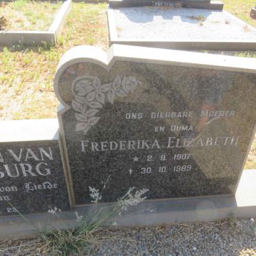 RENSBURG Jacobus Frederik, Jansen van 1900-1978 &amp; Frederika Elizabeth 1907-1989