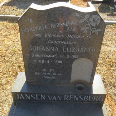 RENSBURG Nicolaas Jacobus, Jansen van 1908-1977 &amp; Johanna Elizabeth LABUSCHAGNE 1913-1999