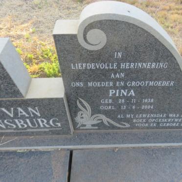RENSBURG Dries, J van 1936-1981 &amp; Pina 1938-2004