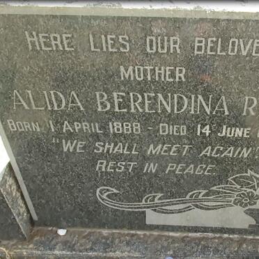 REED William John 1895-1977 &amp; Alida Berendina 1888-1967