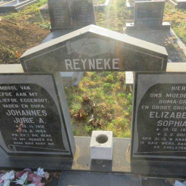 REYNEKE Johannes Jurie A. 1912-1984 &amp; Elizabeth Sophia 1916-2017