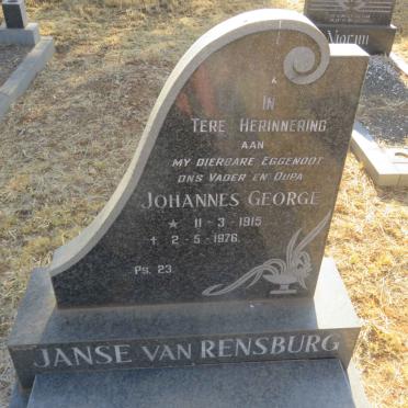 RENSBURG Johannes George, Janse van 1915-1976