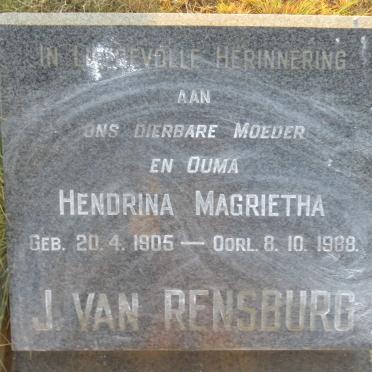 RENSBURG Hendrina Magrietha, J. van 1905-1988