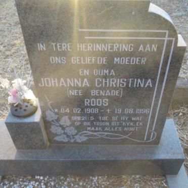 ROOS Johanna Christina nee BENADE 1908-1996