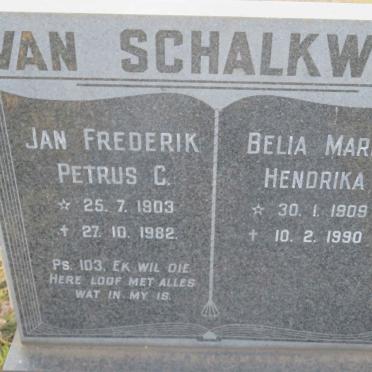SCHALKWYK Jan Frederik Petrus C., van 1903-1982 &amp; Belia Maria Hendrika 1909-1990