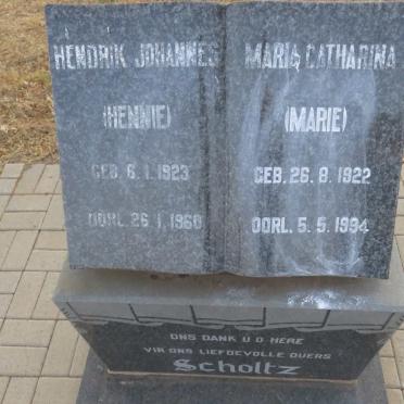 SCHOLTZ Hendrik Johannes 1923-1960 &amp; Maria Catharina 1922-1994