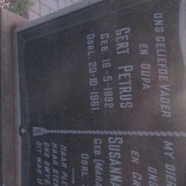 SWANEPOEL Gert Petrus 1892-1961 &amp; Susanna Catharina MARAIS 1899-1960