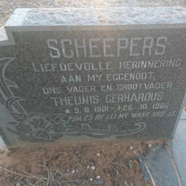 SCHEEPERS Theunis Gerhardus 1901-1966