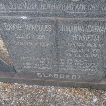 SLABBERT Dawid Hercules 1881-1956 &amp; Johanna Catharina Henrietta VAN NIEKERK 1891-1958