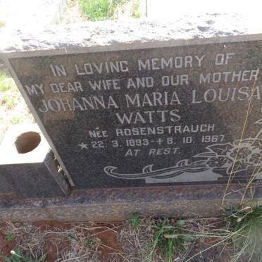 WATTS Percival Arthur 1893-1975 &amp; Johanna Maria Louisa ROSENSTRAUCH 1893-1967