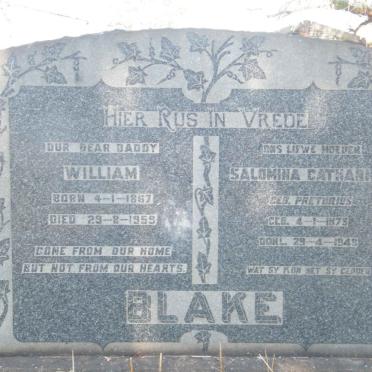BLAKE William 1867-1959 &amp; Salomina Catharina PRETORIUS 1873-1949