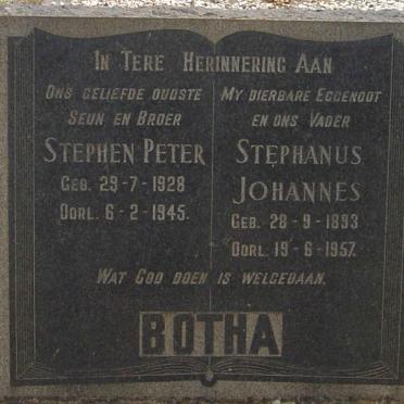 BOTHA Stephanus Johannes 1893-1957 :: BOTHA Stephen Peter 1928-1945 