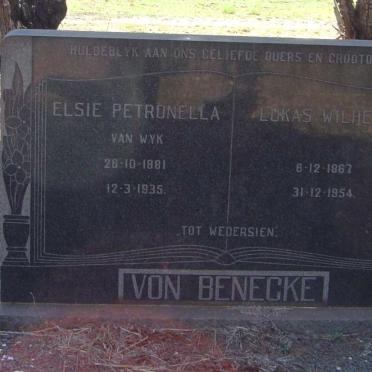 BENECKE Lukas Wilhelm, von 1867-1954 &amp; Elsie Petronella VAN WYK 1881-1935